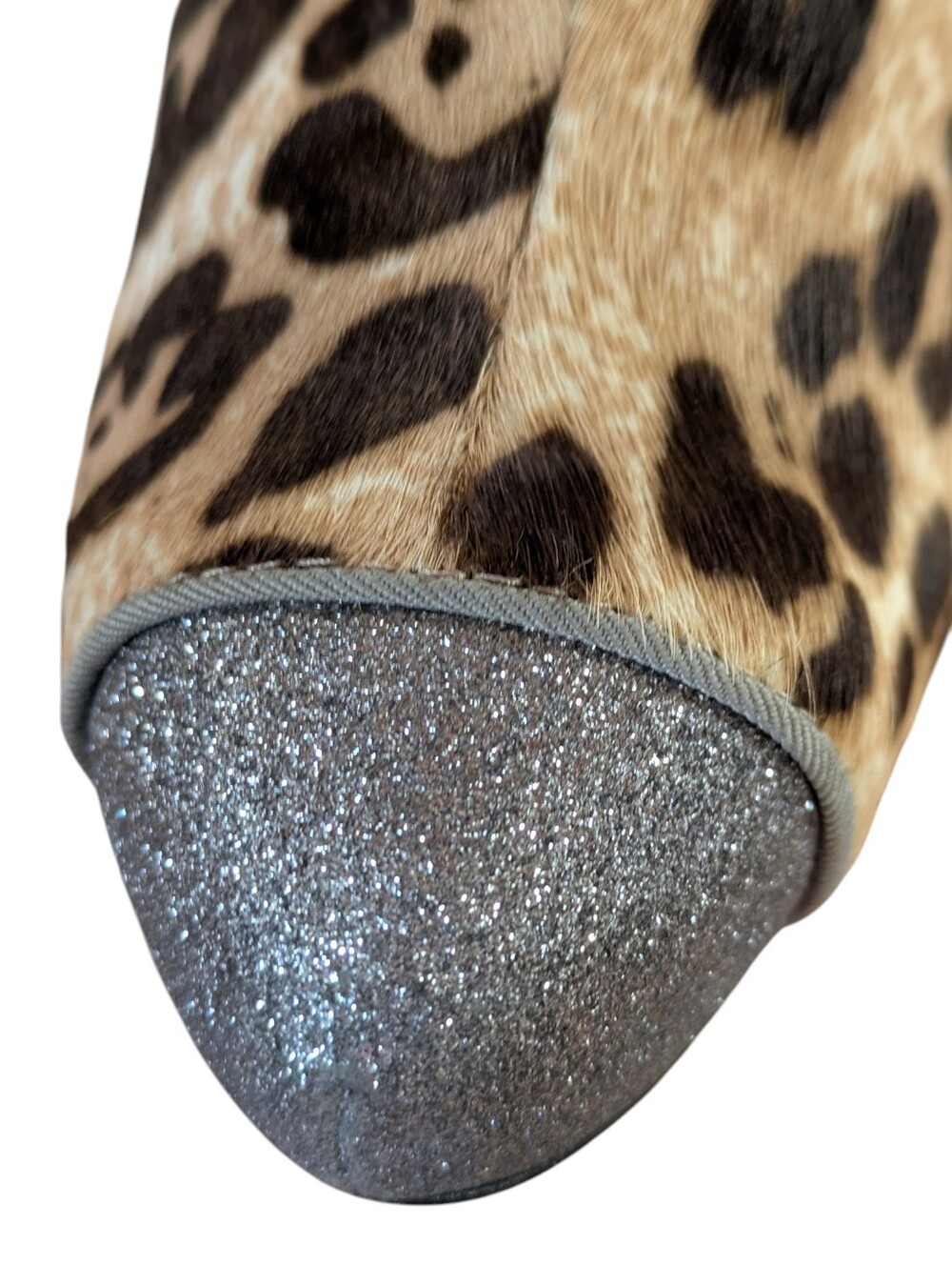 Sam Edelman Leopard Print Pony Hair High Heel Glitter Ankle Boot Size 8 - Picture 8 of 11